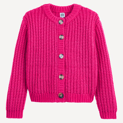 Gilet col rond, boutonné, en grosse maille LA REDOUTE COLLECTIONS