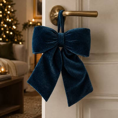 Set of 2 35cm Nordic Lights Blue Velvet Decorative Bows SO'HOME