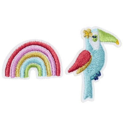 Broche brodée TOUCAN & ARC-EN-CIEL DRAEGER PARIS
