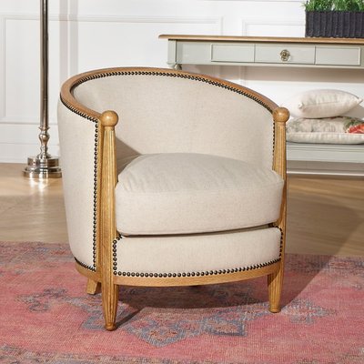 Fauteuil en chêne massif et lin coton CAROLE ROBIN DES BOIS