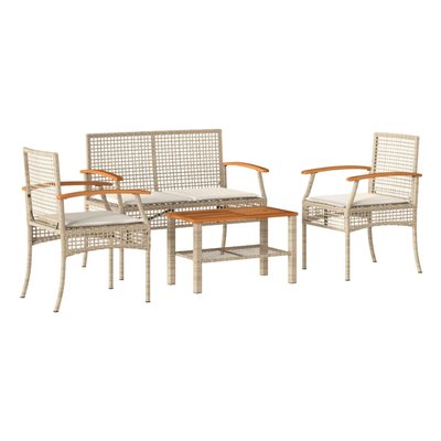 Salon de jardin extérieur 4 pièces en résine tressée HOME MAISON