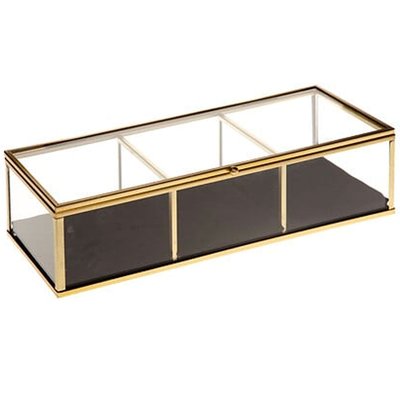 Boîte à bijoux métal doré et verre 25x10x6.5cm ATMOSPHERA