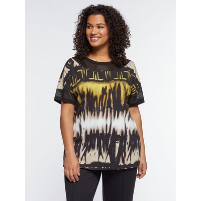 T-shirt avec imprimé tie dye et inserts en tulle en filet au bas des manches et sur le col FIORELLA RUBINO