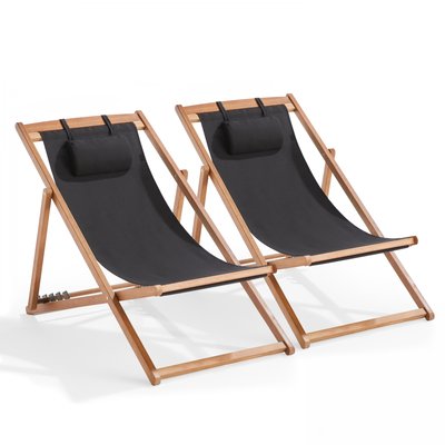 Lot de 2 chiliennes en bois eucalyptus, SOCOA OVIALA