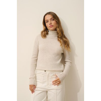 Pull Col Roulé Gris Perle Chiné Miraya JUST CASHMERE
