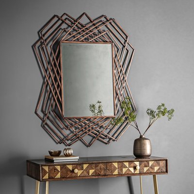 94 x 109cm Copper Staement Geometric Mirror SO'HOME