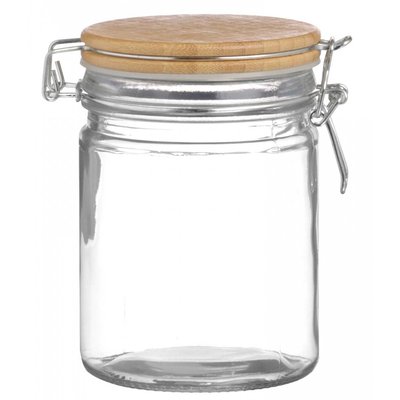 Bocal Cuisine Hermétique en Verre Couvercle Clip Bambou -  0.7L WADIGA