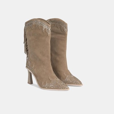 Bottines en cuir avec franges à l'arrière ALMA EN PENA