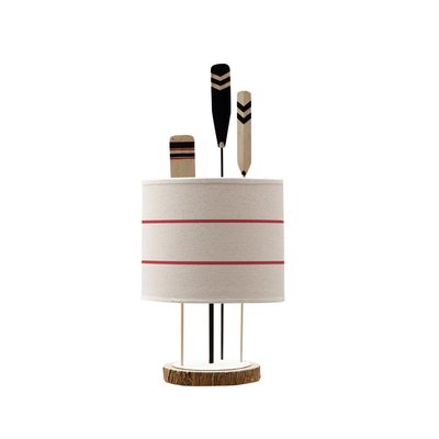 Lampe à Poser 3 Pagaies avec Abat-jour Lin Blanc WADIGA