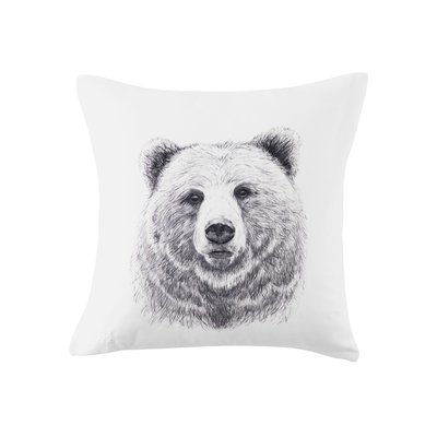 Taie d'oreiller carrée réversible percale de coton GRIZZLI CARRE BLANC