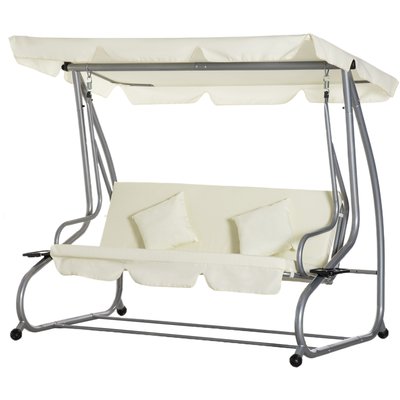 Balancelle de jardin 3 places convertible gris crème OUTSUNNY