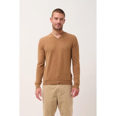 Pull Col V  Noisette Tom JUST CASHMERE