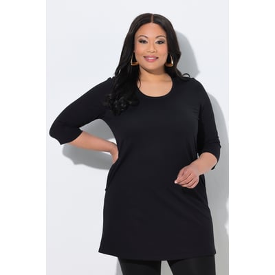 T-shirt long, coupe en A, col rond ULLA POPKEN