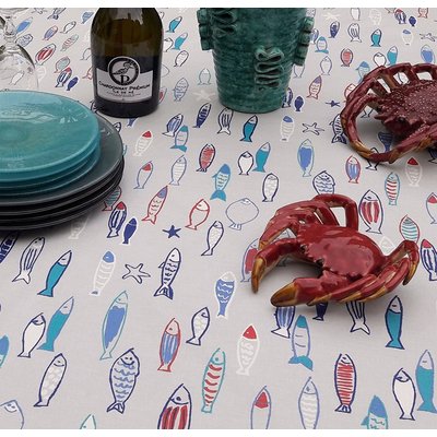 Nappe enduite ronde ou ovale Poissons FLEUR DE SOLEIL