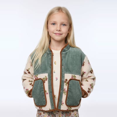 Veste en sherpa et velours motifs fleuri MONOPRIX