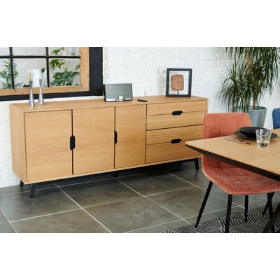 Buffet bas nordique en chêne naturel 3 portes + 4 tiroirs L200 - JOYCE HELLIN, DEPUIS 1862