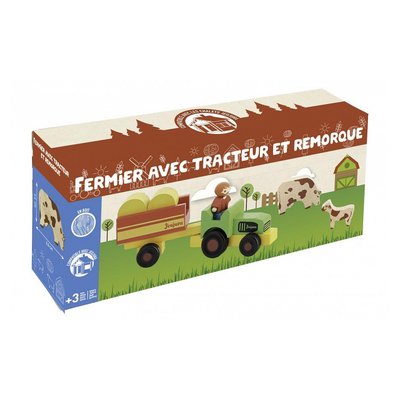 Fermier avec tracteur en bois JeuJura JEUJURA