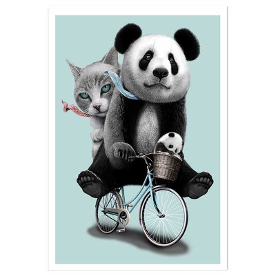 Affiche enfant amis à bicyclette HEXOA