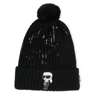 Bonnet tricoté à pompon KARL LAGERFELD KIDS