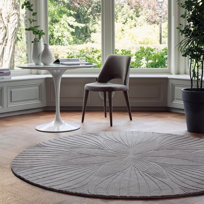 Tapis rond fait à la main en laine motif faux uni FOLIA UN AMOUR DE TAPIS