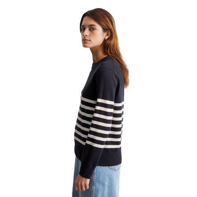 Pull-over en tricot rayé regular en Soft Cotton Stretch MARC O’POLO DENIM