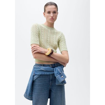 Pull maille tressée manches courtes MANGO