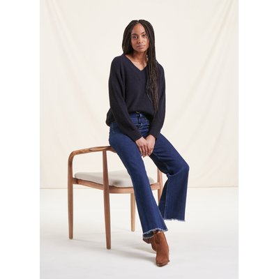 Pull encolure V en maille côtes perlées LA FEE MARABOUTEE