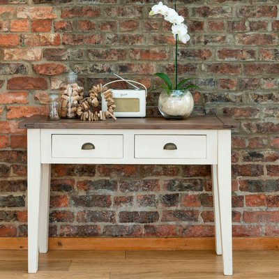 Console en bois recylé naturel et crème style bord de mer 2 tiroirs 110cm BRISTOL PIER IMPORT