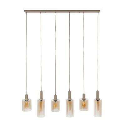 Suspension de table 6 lampes verre ambré métal beige RALF PIER IMPORT