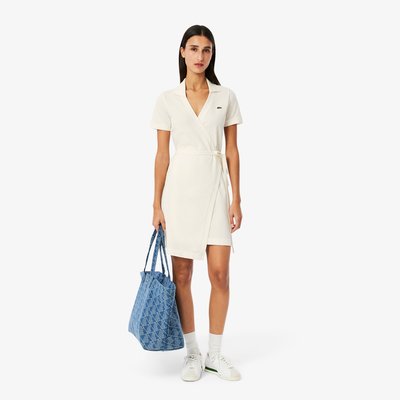 Robe cache-cœur en mini Piqué stretch LACOSTE