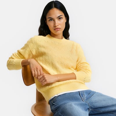 Trui met ronde hals, in ajourtricot LA REDOUTE COLLECTIONS
