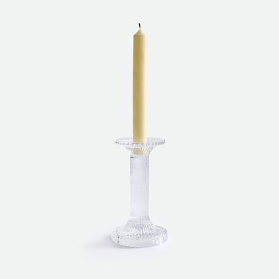 Bougeoir sur pied, verre transparent, hauteur 16 cm, STRIA LA REDOUTE INTERIEURS