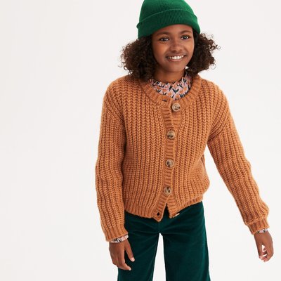 Cardigan girocollo, bottoni, in grossa maglia LA REDOUTE COLLECTIONS