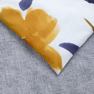Housse de couette en percale de coton bleu, HEURE BLEUE DESFORGES