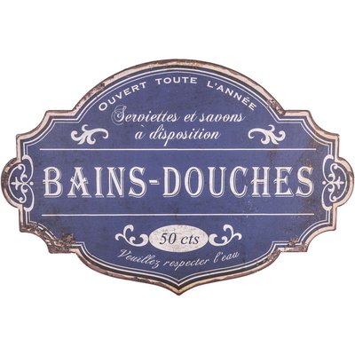 Plaque métallique découpée style rétro Bains-douches ANTIC LINE CRÉATIONS