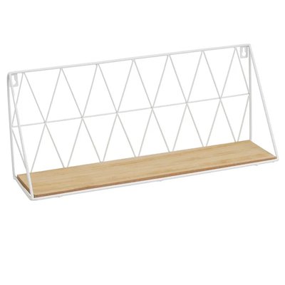 Étagère murale en métal blanc et bois tablette 48x12x20cm WADIGA