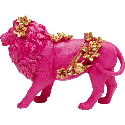 Déco lion rose fleurs 25cm KARE DESIGN