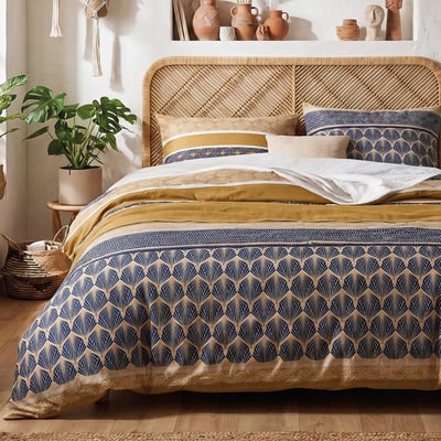 Housse de couette 100% coton 57 fils + 2 taies d’oreiller DECORATIE