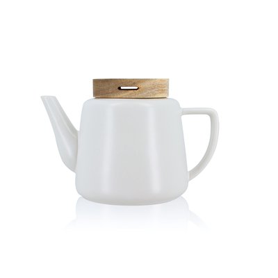 Théière en porcelaine avec couvercle en bois 680ml, ENZO OGO LIVING
