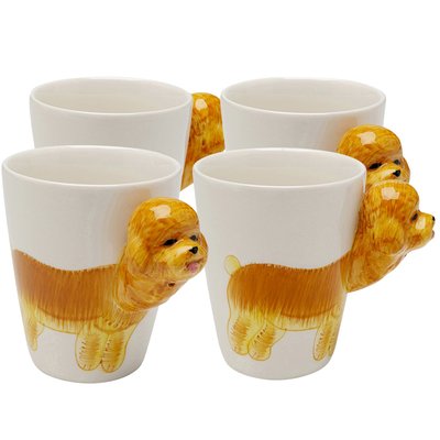 Lot de 4 mugs caniche KARE DESIGN