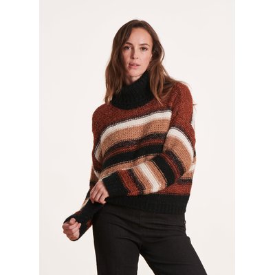 Pull à larges rayures et col roulé LA FEE MARABOUTEE