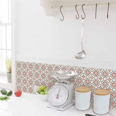 Lot de 5 Stickers Carrelage 15x15 cm Motifs Floraux Rouges DRAEGER PARIS