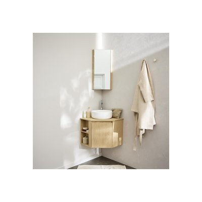Ensemble meuble sous vasque d'angle + vasque + robinet + Armoire de toilette d'angle SORRENTO MOB IN