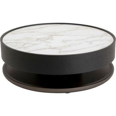 Table basse ronde en grès et chêne, PHOENIX KARE DESIGN