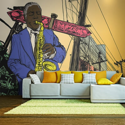 Papier peint intissé panoramique Hobby Saxophonist in New York EDEN