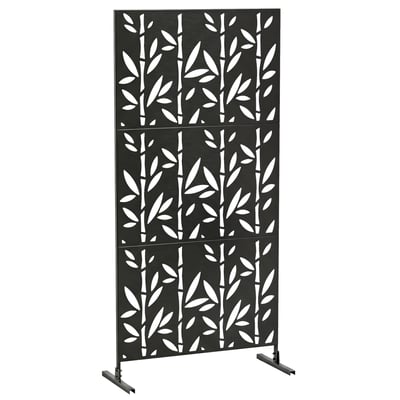 Panneau décoratif extérieur métal - brise vue motif bambou - noir OUTSUNNY
