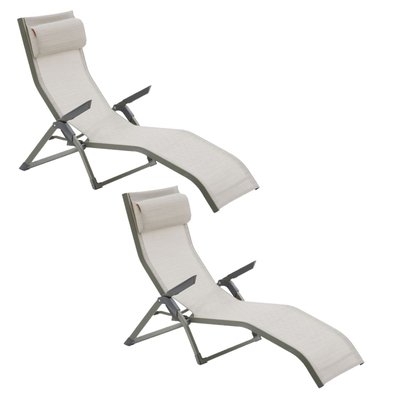 Lot de 2 transats en aluminium et texaline DECIMA HESPERIDE