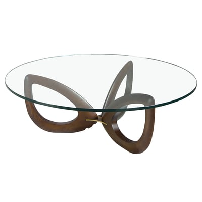 Table basse ronde en verre trempé et noyer ANGEL CERDA
