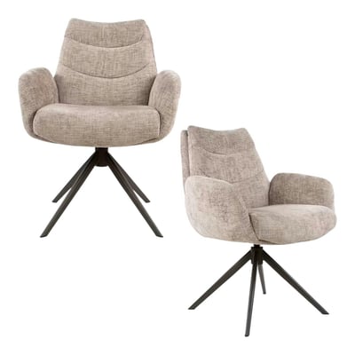 Fauteuil pivotant (lot de 2) tissu chenille TAJ PIER IMPORT