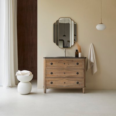 Meuble salle de bain en pin massif et pierre 100 cm EMILY TIKAMOON